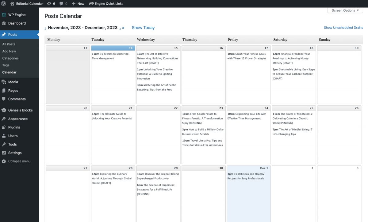 Editorial Calendar Screenshot